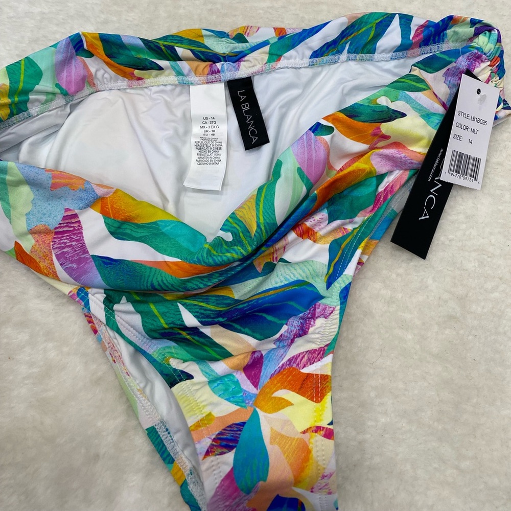 La Blanca Multicolor Tropical Swim Bikini Bottom size 14 - Picture 8 of 8